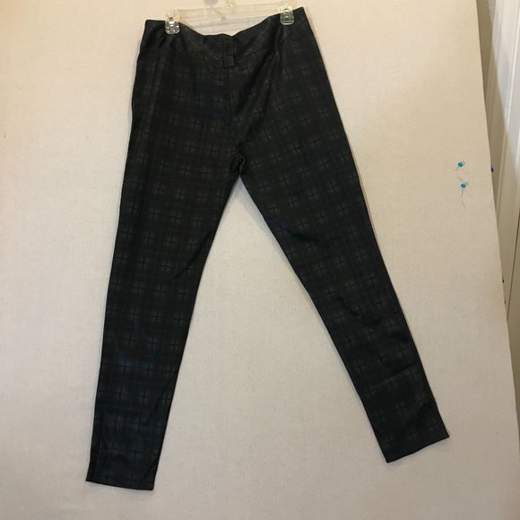 Lapa Black Plaid Pants Stretchy Satin Size L - Picture 3 of 5